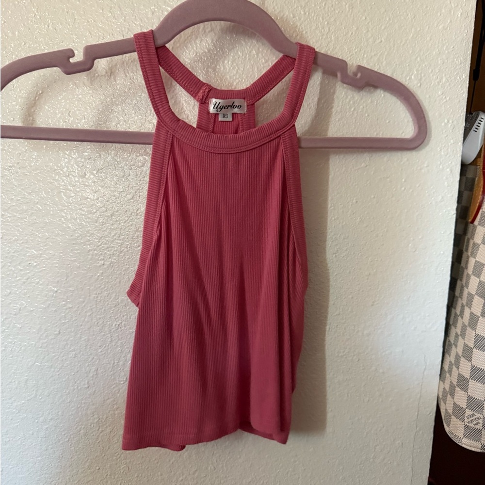 Pink Ribbed crop top Top